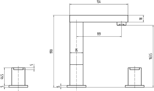 4 Tap Hole Bath Shower Mixer Tap With Shower Kit. technical image