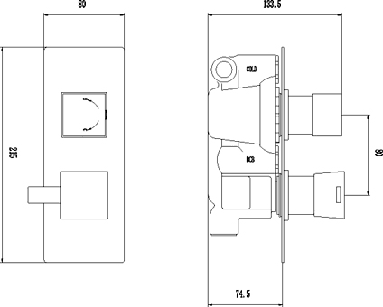 Twin Concealed Thermostatic Shower Valve. technical image