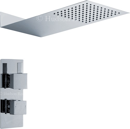 Twin Thermostatic Shower Valve & Thin Shower Head. technical image