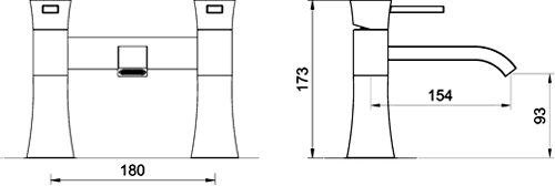 Basin Mixer & Bath Filler Tap Set (Chrome). technical image