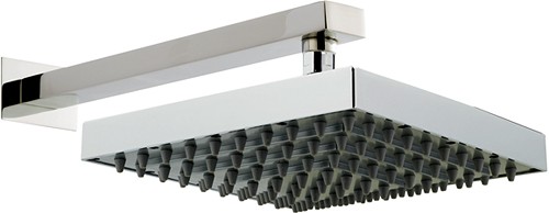 Helix Square Shower Head & Wall Mounting Arm. 250x250mm. technical image