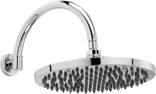 12" Apron Shower Head With Curved Arm (300mm, Chrome). technical image