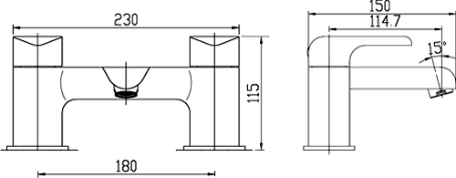 Basin Mixer & Bath Filler Tap Set (Chrome). technical image