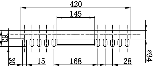 Silver Keida radiator with mirror. 1800 x 420mm. 3591 BTU. technical image