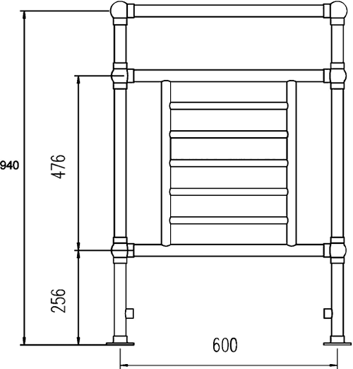 Princess heated towel rail (chrome). 660x940mm. 1579 BTU technical image