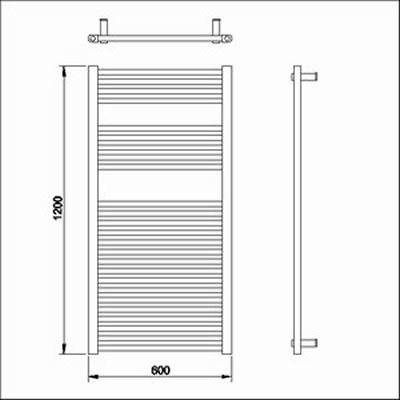 Flat heated towel rail (white). 600x1150mm. 3490 BTU. technical image
