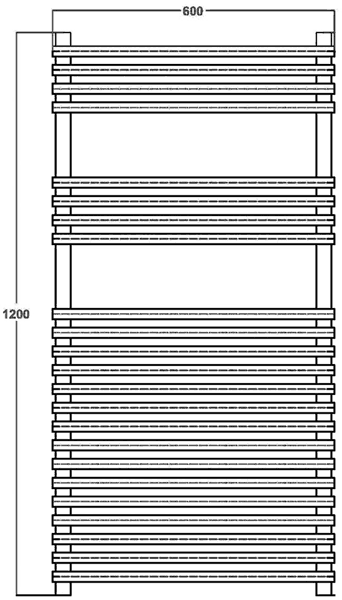 503 heated towel rail (chrome). 600x1200mm. 2125 BTU. technical image