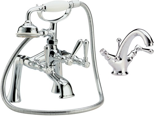 Additional image for Basin & Bath Shower Mixer Tap Set With Lever Heads.