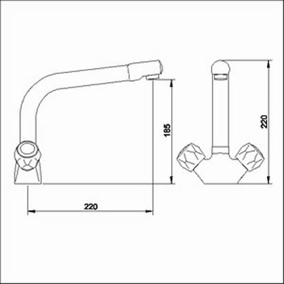 Dualflow mono sink mixer tap (Chrome) technical image