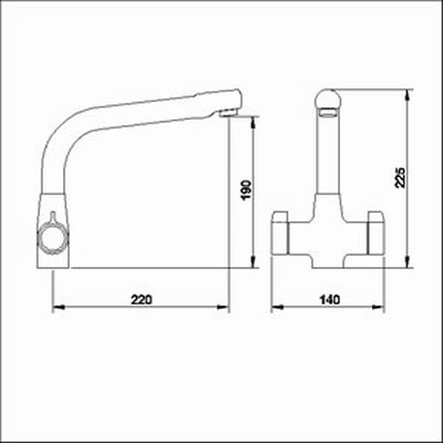 Cruciform  sink mixer technical image