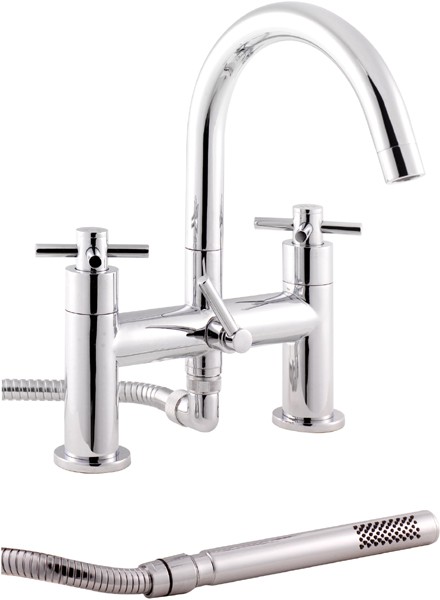 Bath Shower Mixer With Shower Kit And Wall Bracket. technical image