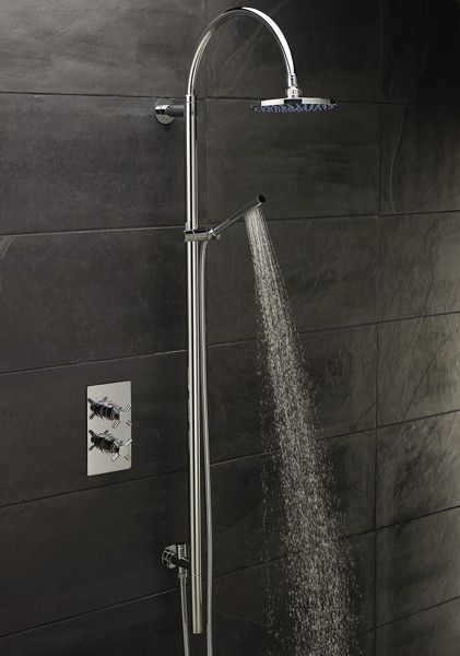 Twin Thermostatic Shower Valve & Grand Rigid Riser Kit. technical image