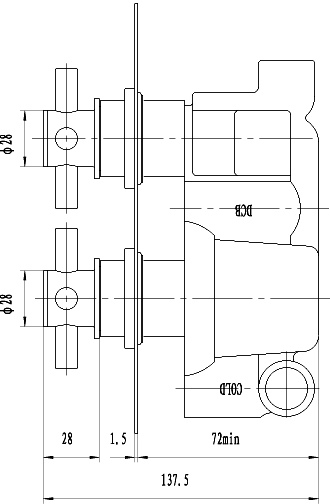 Twin Thermostatic Shower Valve & Grand Rigid Riser Kit. technical image