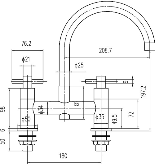 Basin Mixer & Bath Filler Tap Set (Chrome). technical image
