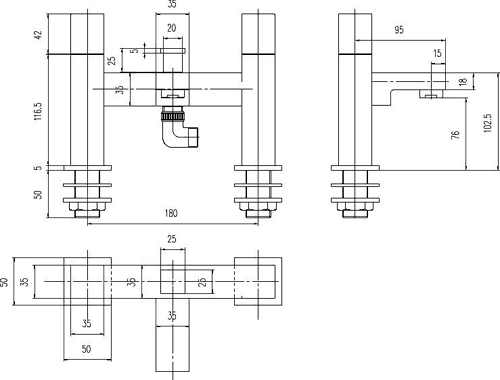 Basin Mixer & Bath Shower Mixer Tap Set (Free Shower Kit). technical image