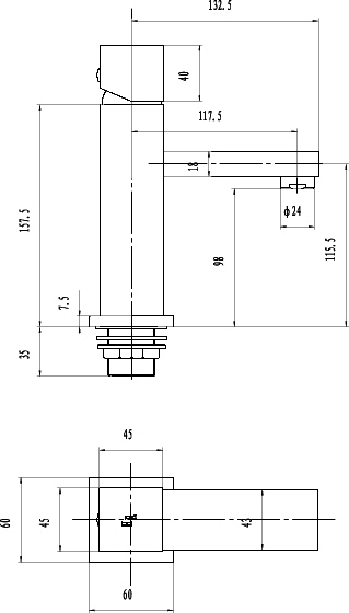 Basin Mixer & Bath Filler Tap Set (Chrome). technical image
