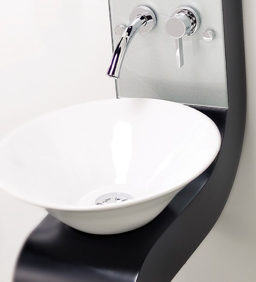 Vanity Unit With Cabinet, Basin & Tap (Black).  250x2010mm. technical image