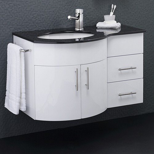 Wall Vanity Unit With Granite Top. Left Handed, 870x550mm. technical image