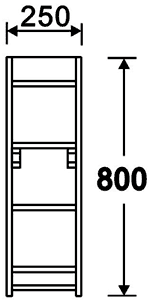 Bathroom Shelves Unit (White).  Size 250x800mm. technical image