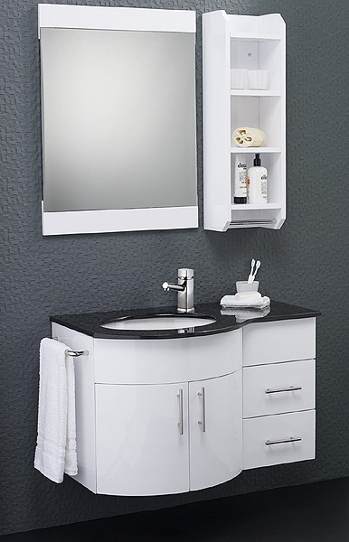 Wall Hung Bathroom Furniture Pack (Left Handed, Granite). technical image