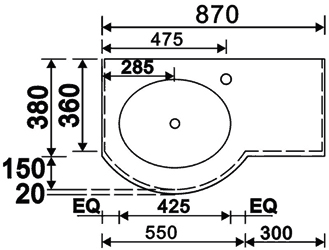 Wall Hung Bathroom Furniture Pack (Left Handed, Granite). technical image