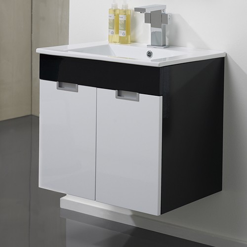Wall Hung Vanity Set (Black & White). 585x540x440mm. technical image
