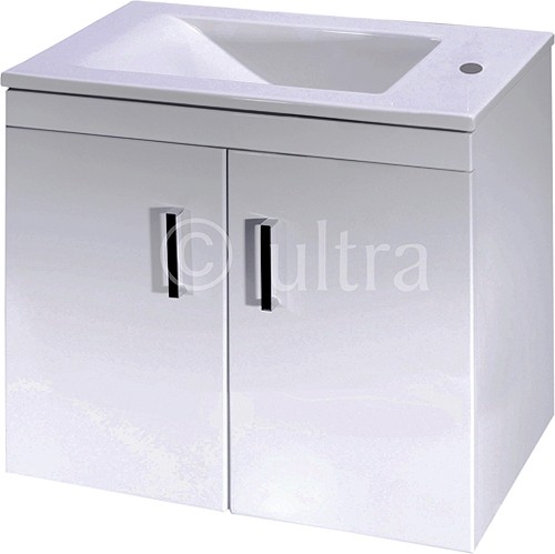 Wall Hung Vanity Unit, Reversible Basin (White). 550x450x330mm. technical image