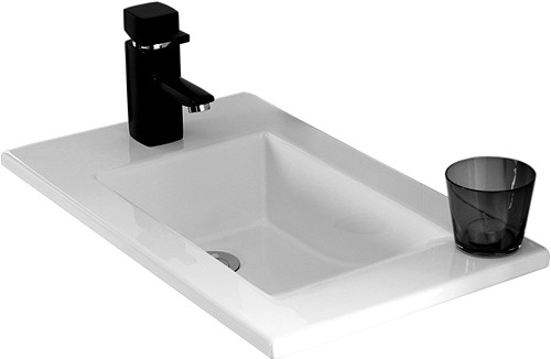 Wall Hung Vanity Unit, Reversible Basin (White). 550x450x330mm. technical image