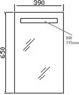 Consul Mirror Bathroom Cabinet & Light. 390x650mm. technical image