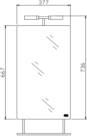 Rossini Bathroom Cabinet With Lights. 377x736mm. technical image