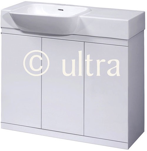 Vanity Unit With Ceramic Basin (White). 900x695x500mm. technical image