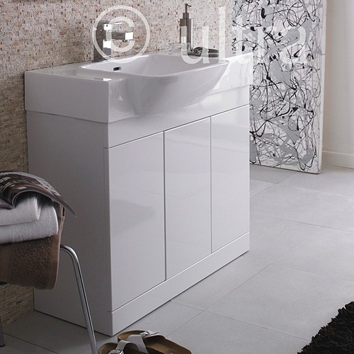 Vanity Unit With Ceramic Basin (White). 900x695x500mm. technical image