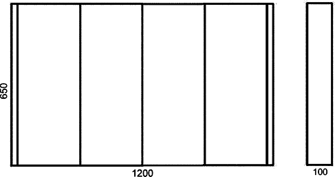 Mirror Bathroom Cabinet, 4 Doors (White). 1200x650x100mm. technical image