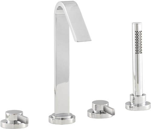 4 Tap hole Bath Mixer with Shower kit and swivel spout. technical image