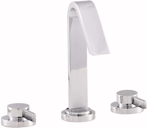 3 Tap hole Basin Mixer with pop up waste, swivel spout. technical image