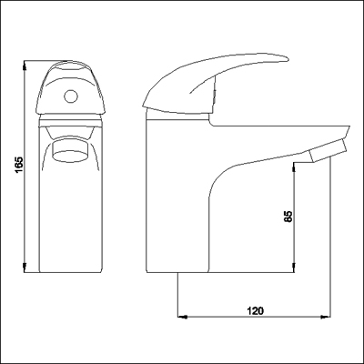 Single lever mono bath filler. technical image