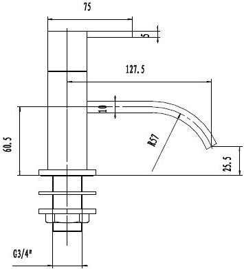 Bath Filler Tap (Chrome). technical image