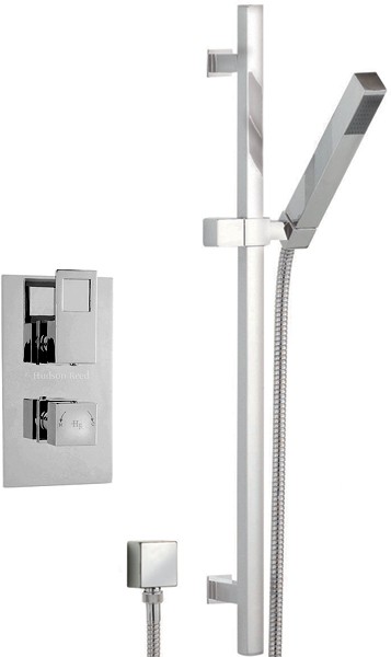 Twin Thermostatic Shower Valve & Slide Rail Kit (Chrome). technical image