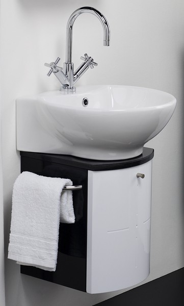 Wall Hung Vanity Set (Black & White). 300x600x373mm. technical image