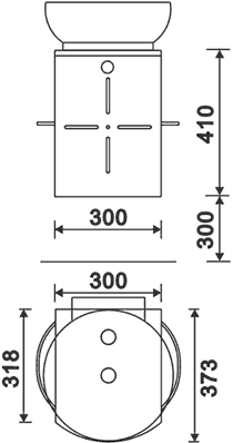 Wall Hung Vanity Set (Black & White). 300x600x373mm. technical image