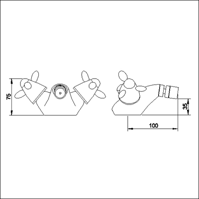 Mono bidet mixer tap + Free pop up waste (standard valves) technical image