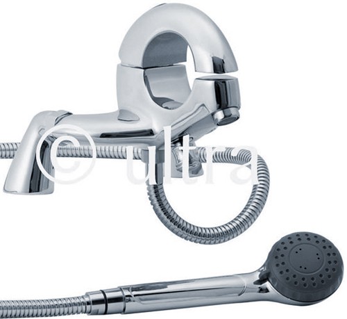 Single lever deck mounted bath shower mixer technical image