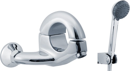 Single lever wall mounted bath shower mixer technical image