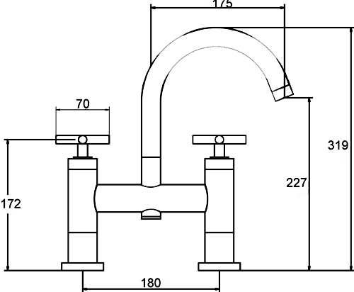 X head bath filler with small swivel spout. technical image
