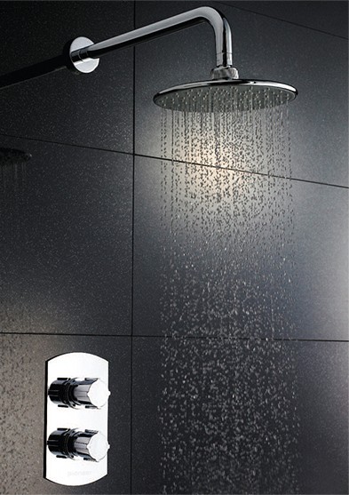 Thermostatic Shower Valve (Polymer), Round Shower Head & Arm. technical image