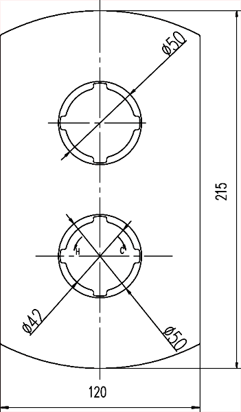 Thermostatic Shower Valve (Polymer), Round Shower Head & Arm. technical image