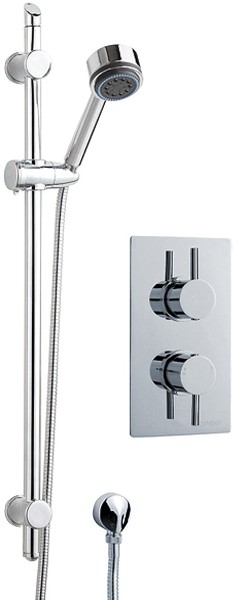 Twin Thermostatic Shower Valve (Polymer), & Slide Rail Kit. technical image