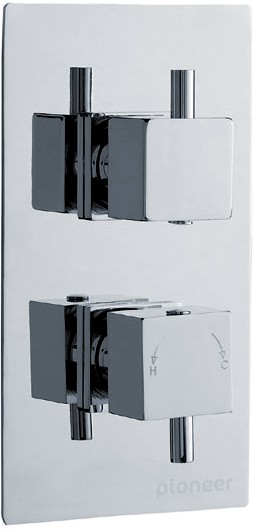 Twin Concealed Thermostatic Shower Valve, Polymer & Chrome Trim Set. technical image