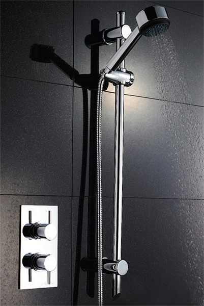 Twin Thermostatic Shower Valve (Polymer), & Slide Rail Kit. technical image