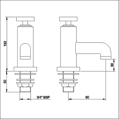 Bath taps (pair) technical image